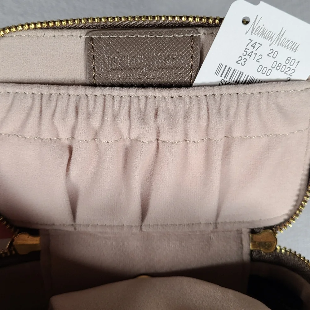 Neiman Marcus Saffiano Small Travel Jewlery Case Box Grey